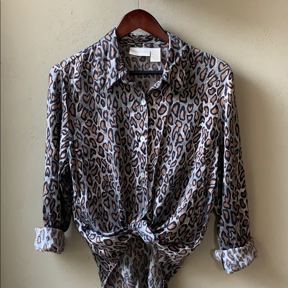Vintage Christie & Jill Leopard Silk Blouse